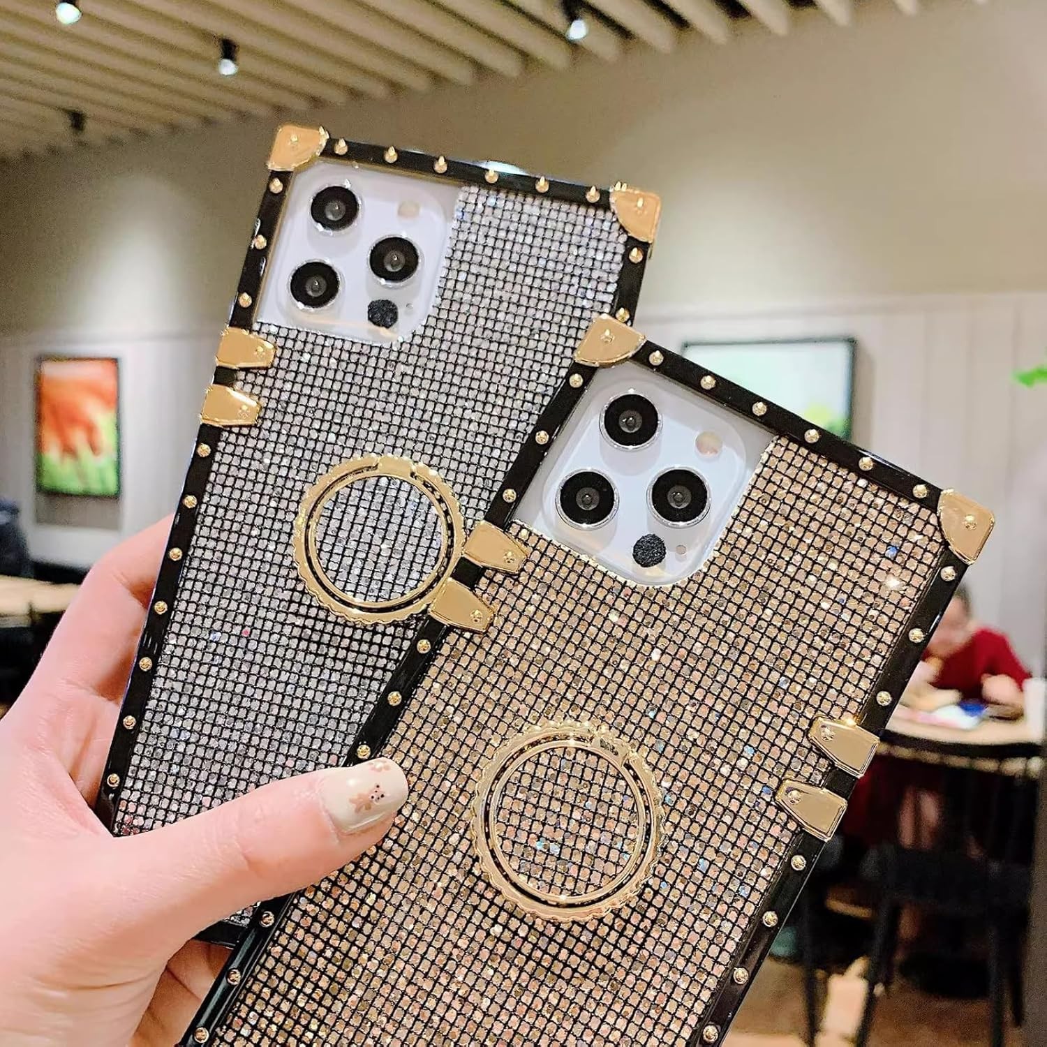 Glitter Kickstand Case for iPhone 16 Pro Max, Cute Luxury Bling Sparkly Diamond
