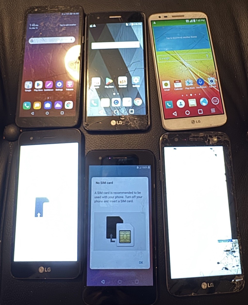 Three Work Lot of 6 G2 X Charge K8 Phoenix 3 & 4 & 5 Smartphone Broken Fast