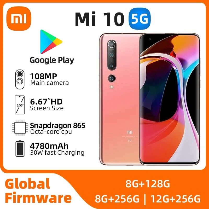 XIAOMI MI 10 256GB+12GB Dual SIM 5G Unlocked Android Smartphone New Sealed