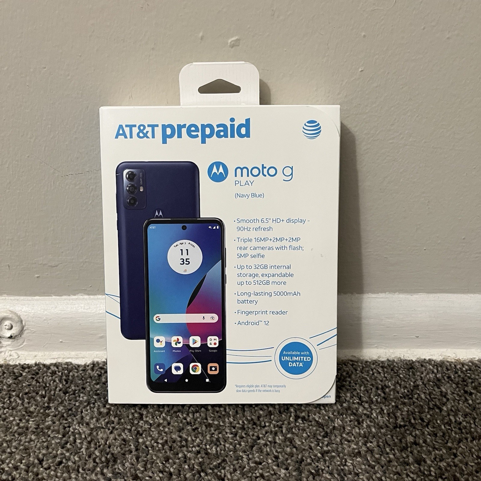 AT&T Prepaid MOTO G Play (XT2271) 3+32Gb Navy Blue NEW Sealed Box