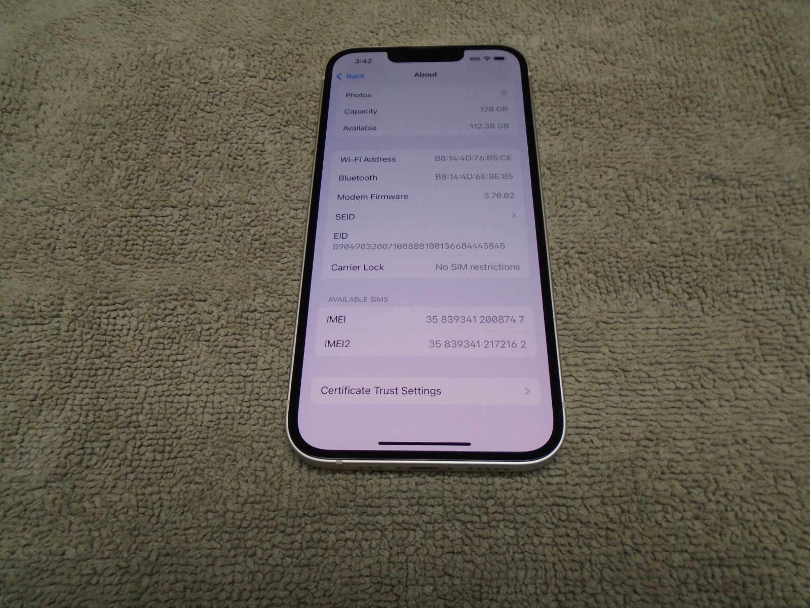Apple iPhone 14, 128gb, Silver, Carrier Unlocked, Excellent!!