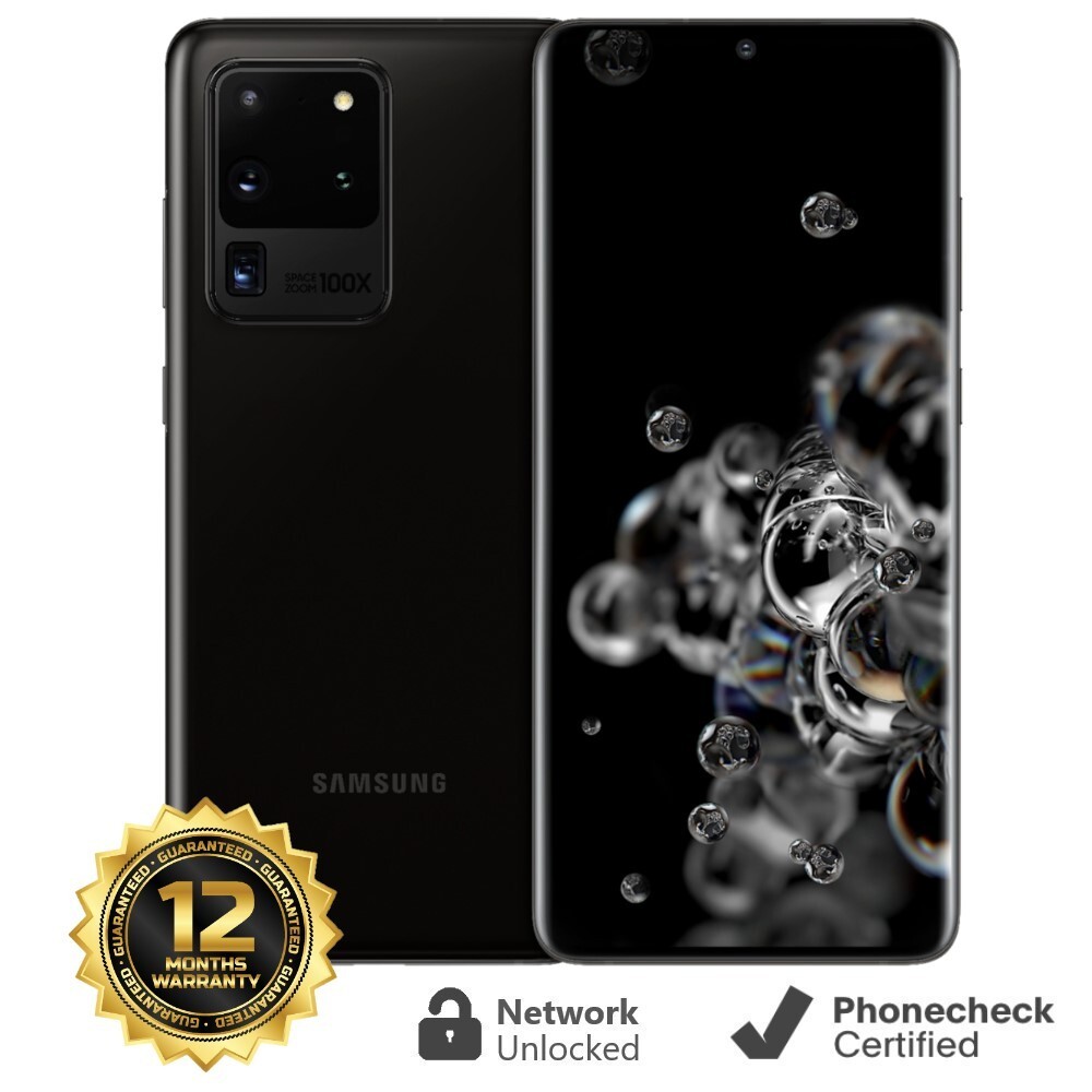 Samsung Galaxy S20 Ultra 5G SM-G988U – 128GB Cosmic Black (Unlocked) Smartphone