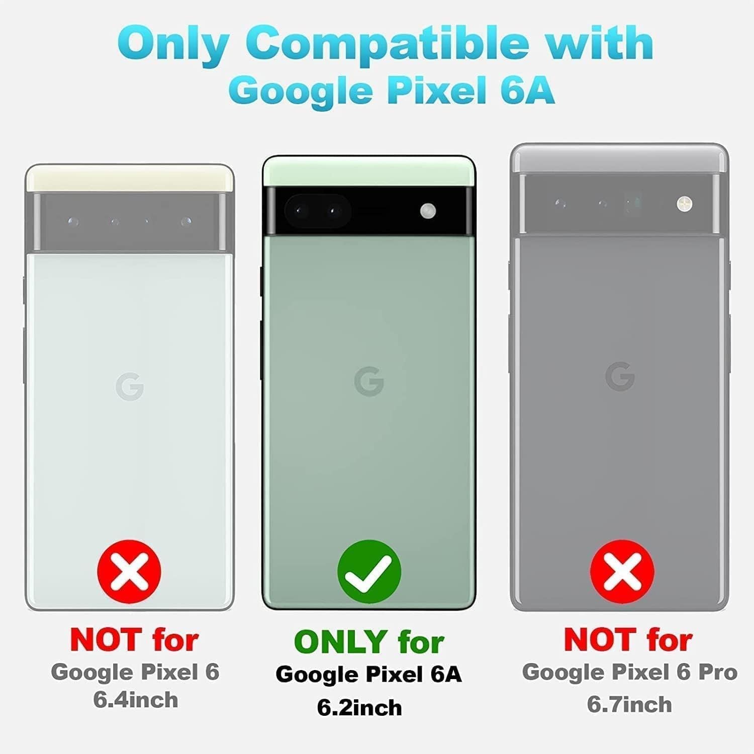 for Google Pixel 6A Phone Case with 2 Pack Tempered Glass Screen Protector, Purp