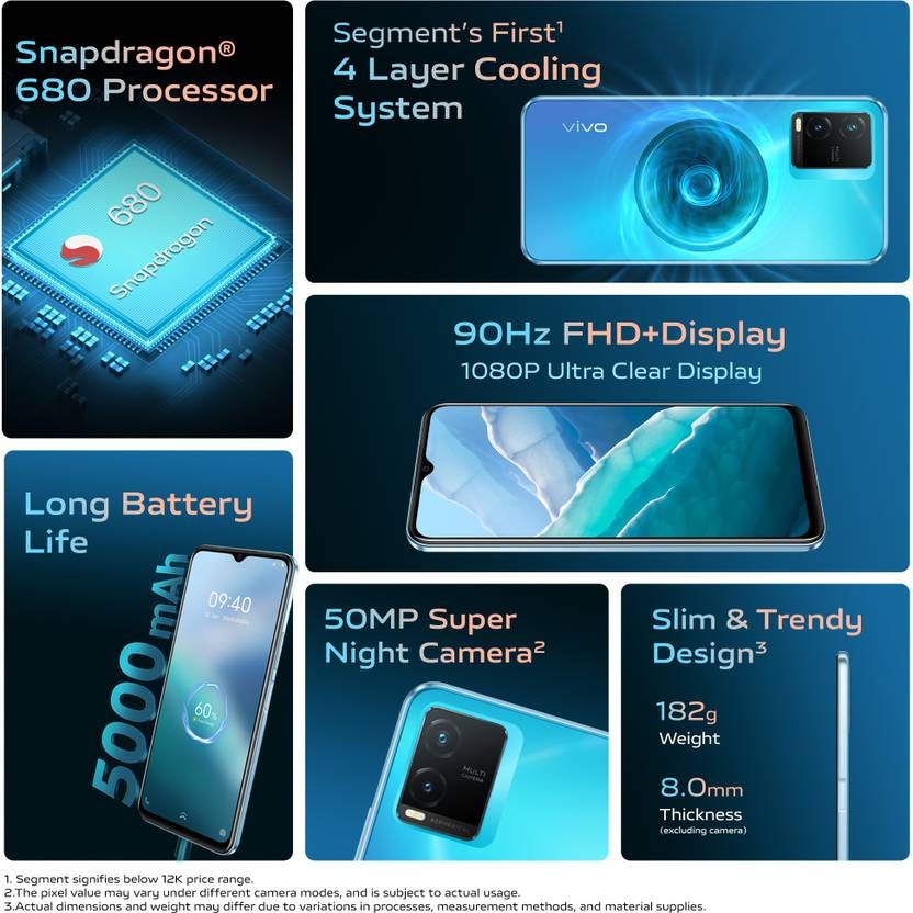 vivo T1X (Midnight Blue, 128 GB) ( 6GB RAM) Snapdragon 680 Processor