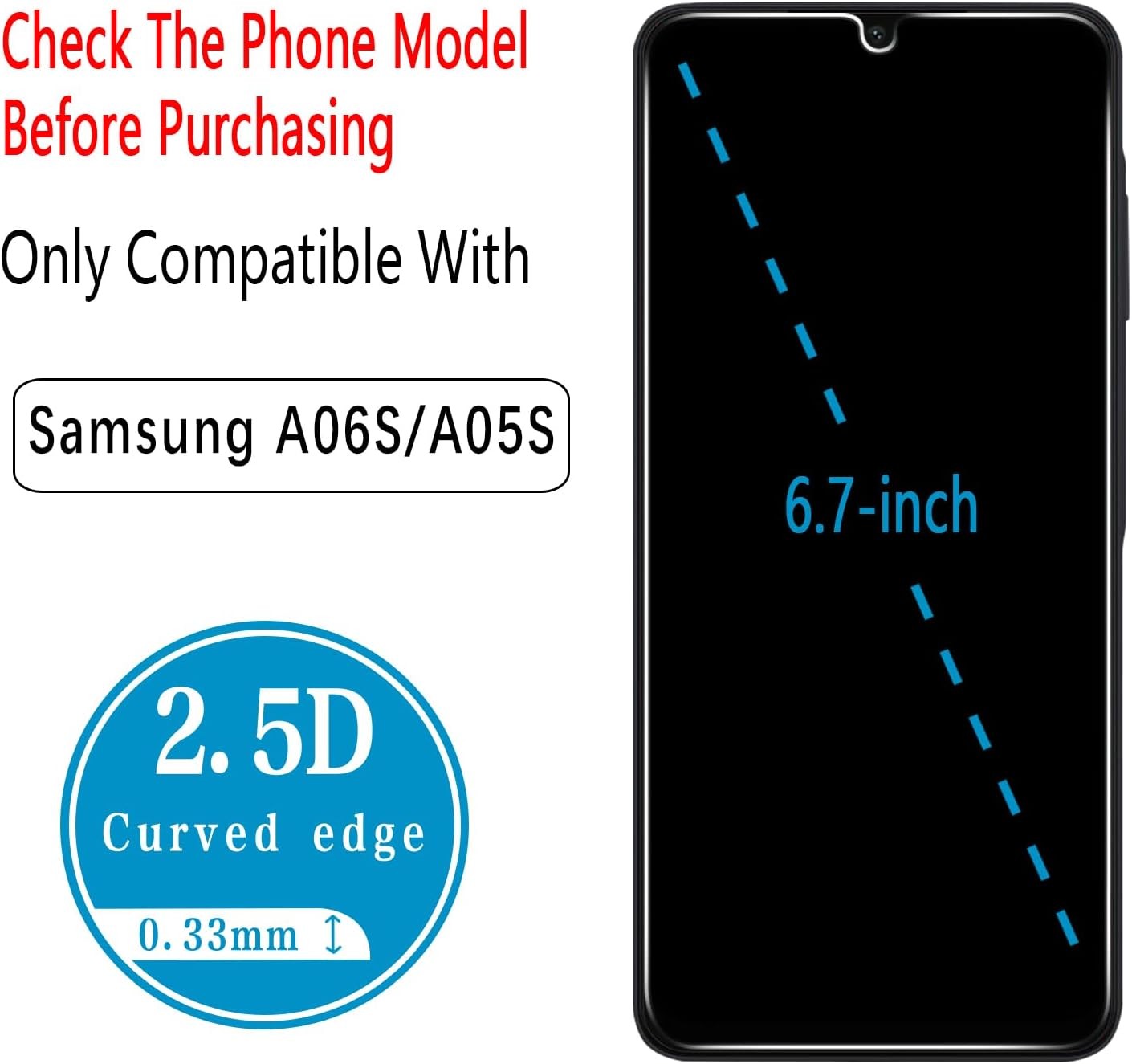 2PCS Privacy Screen Protector & Anti Scratch for Samsung Galaxy A06 A05s Tempere