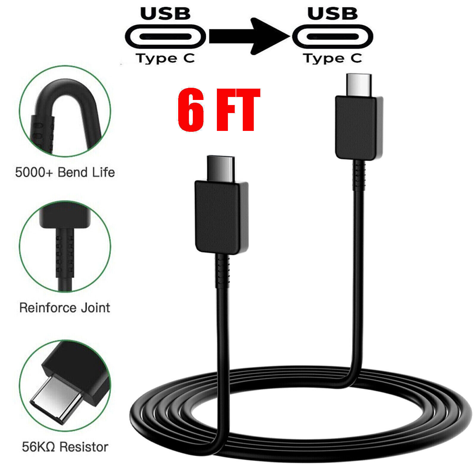 45W Super Fast Wall Charger Plug +6ft Cable USB-C for Samsung Galaxy S25 S24 S23