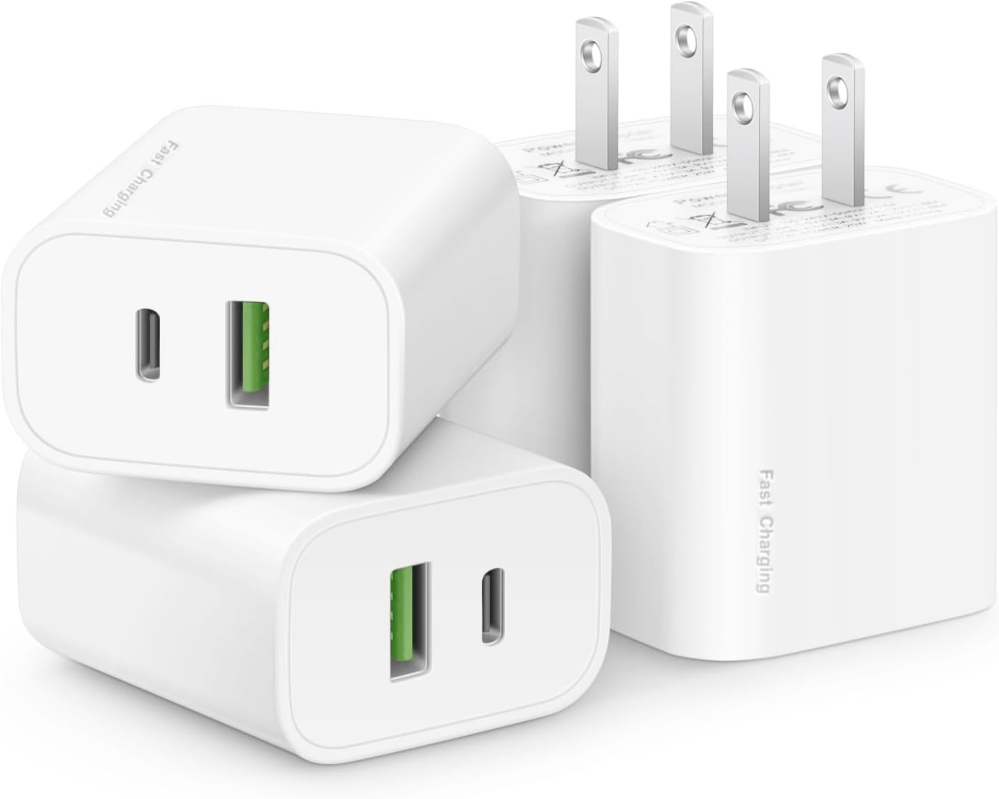 4 Pack 20W USB-C Fast Charger Block for iPhone 17/16/15/14/13/12/11/X/8