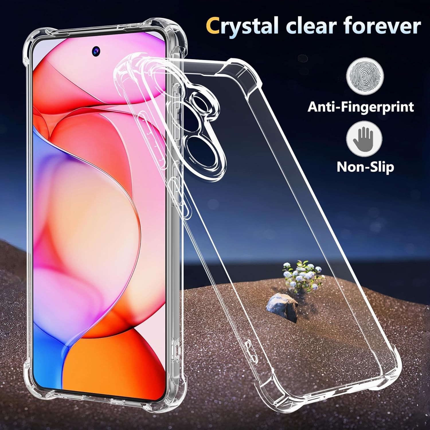 Phone Case for Samsung Galaxy S26 with Tempered Glass Screen Protector, Clear Co