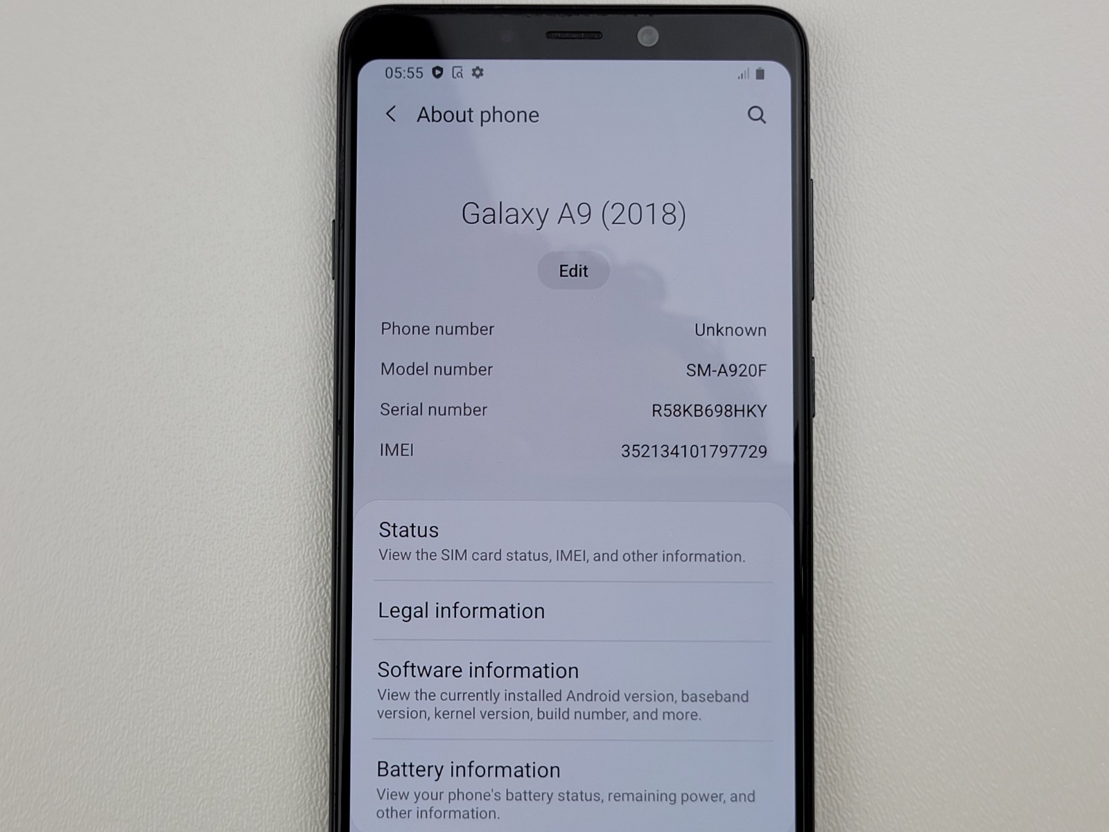 Samsung Galaxy A9 (2018) (SM-A920F) 128GB (CARRIER UNKNOWN) Smartphone – H7445