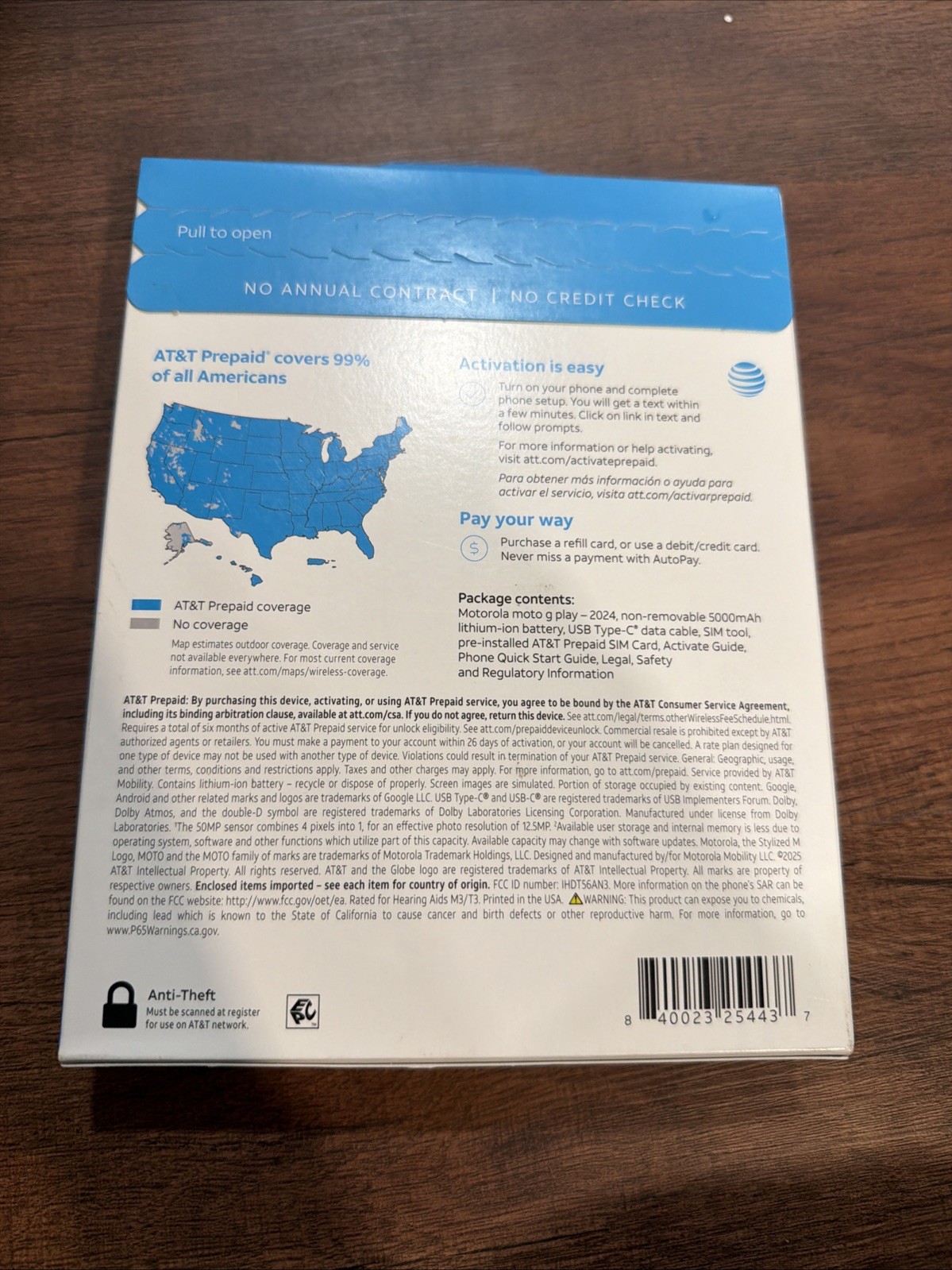 Motorola Moto G Play (2024) Blue At&t Prepaid Smartphone 64GB – Brand New Sealed