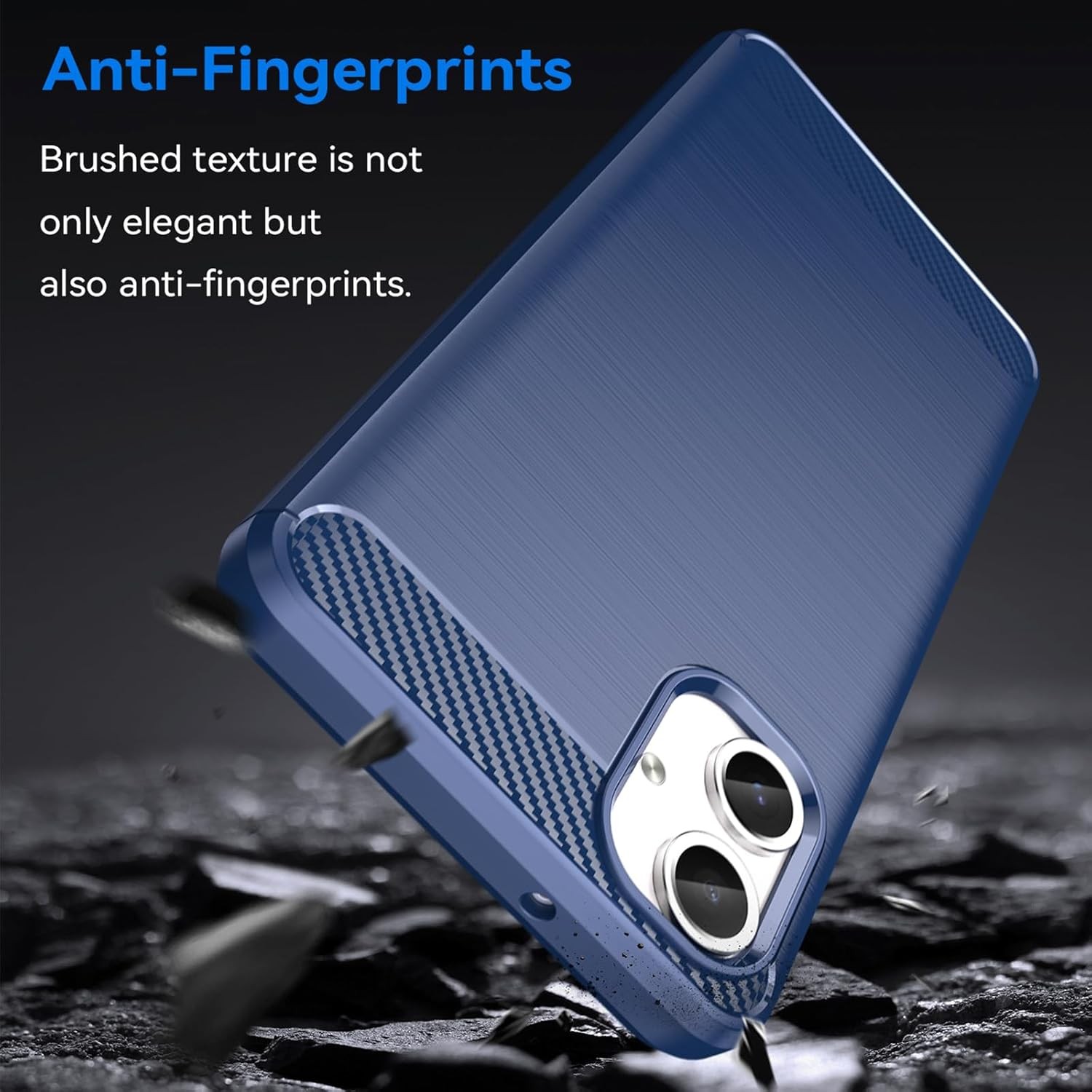Case for Galaxy A06 Samsung A06 Matte Carbon Fiber Soft TPU Anti-Slip Cover, Blu