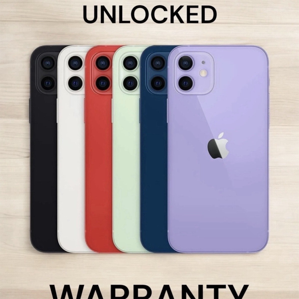 Apple iPhone 12 64GB Unlocked Smartphone Black Blue Red White Purple Green