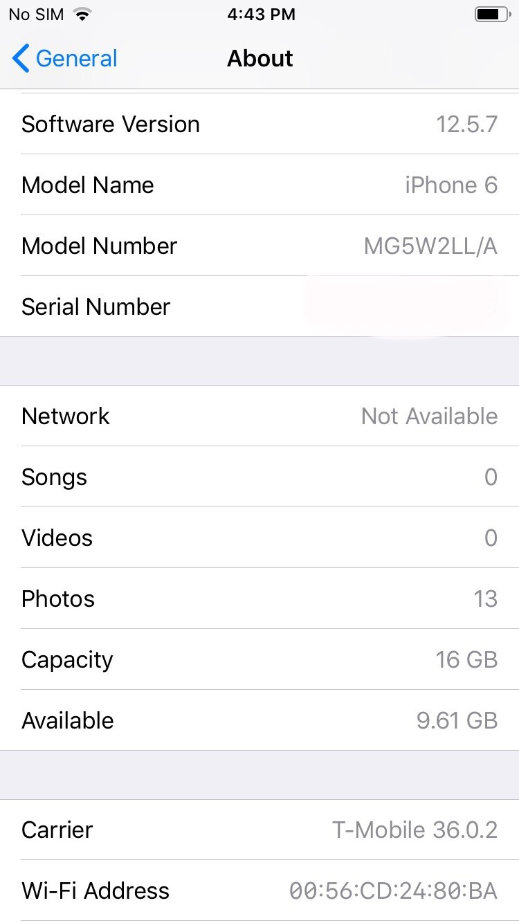 Apple iPhone 6 – 16GB – Space Gray (Unlocked) A1549 (CDMA + GSM)
