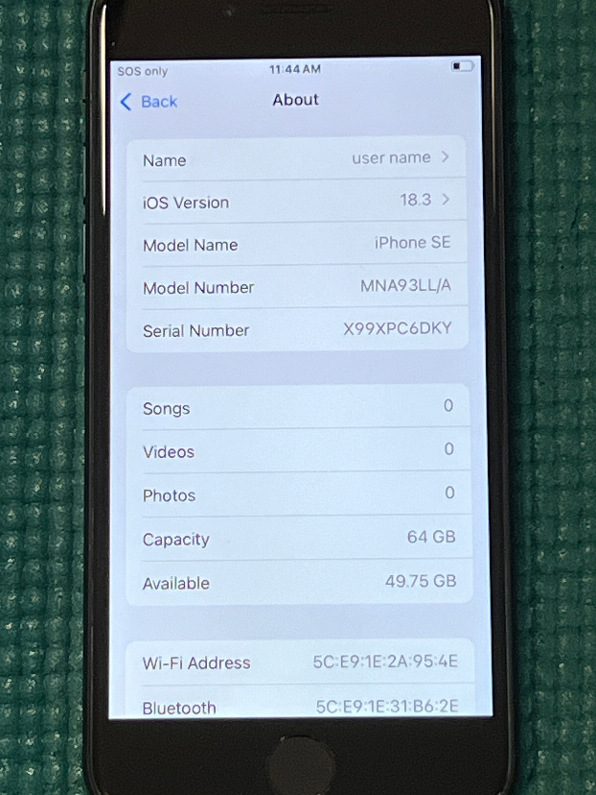 Apple iPhone SE 3rd Generation 64GB Midnight (Unlocked) A2595 (CDMA + GSM)