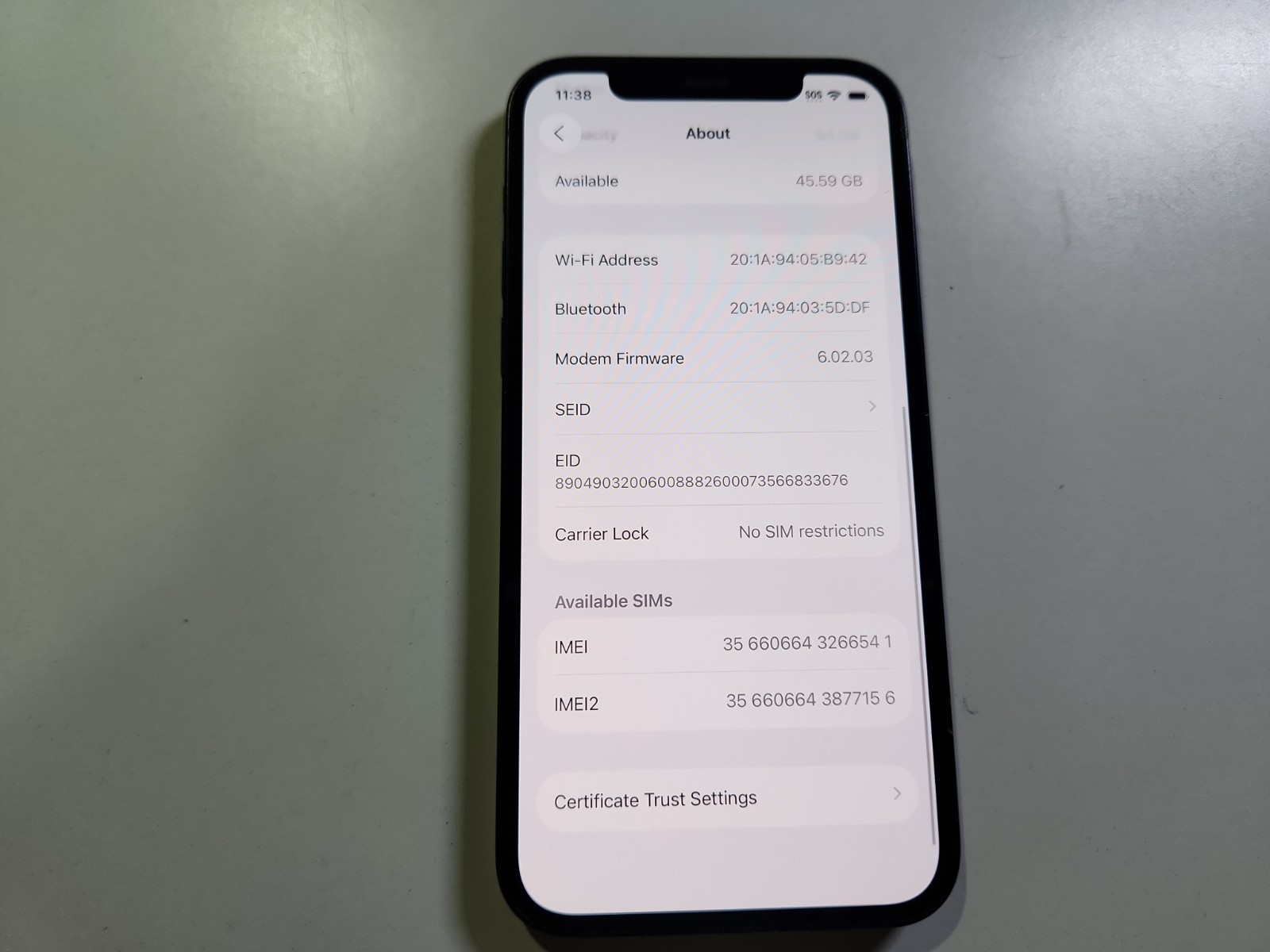Apple iPhone 12 A2172 64GB Unlocked Clean IMEI BH=87% *Broken Back Glass