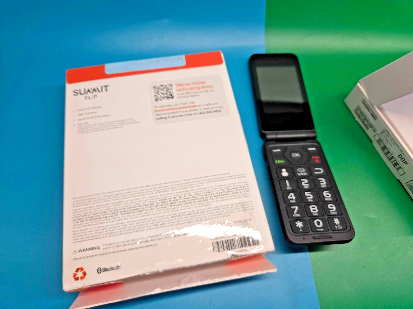 Boost Mobile Summit Flip Phone Bundle Dual 2.8″ Display Cell Phone