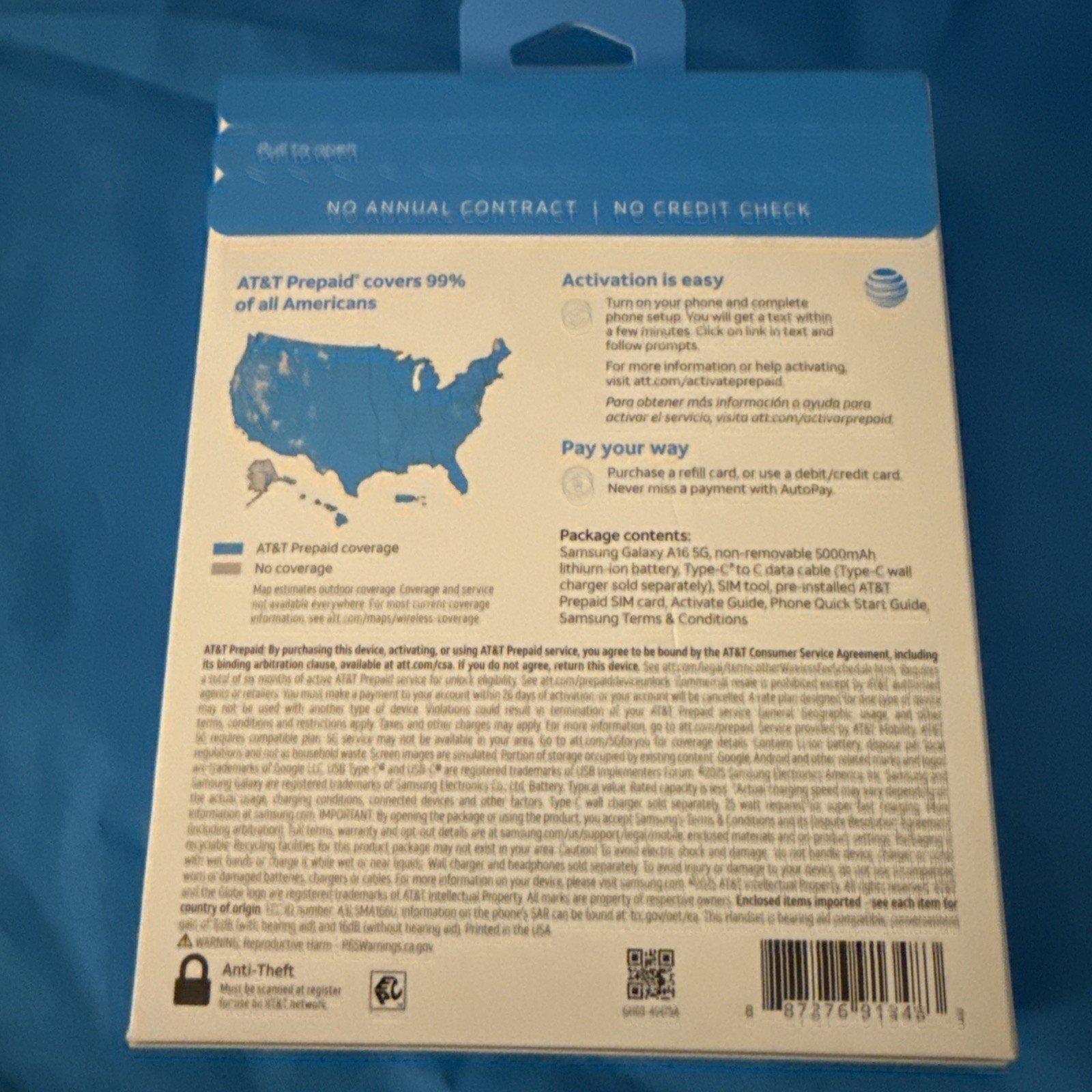 AT&T Prepaid: Samsung Galaxy A16 5G 6.7 FHD, 128GB, Blue Black