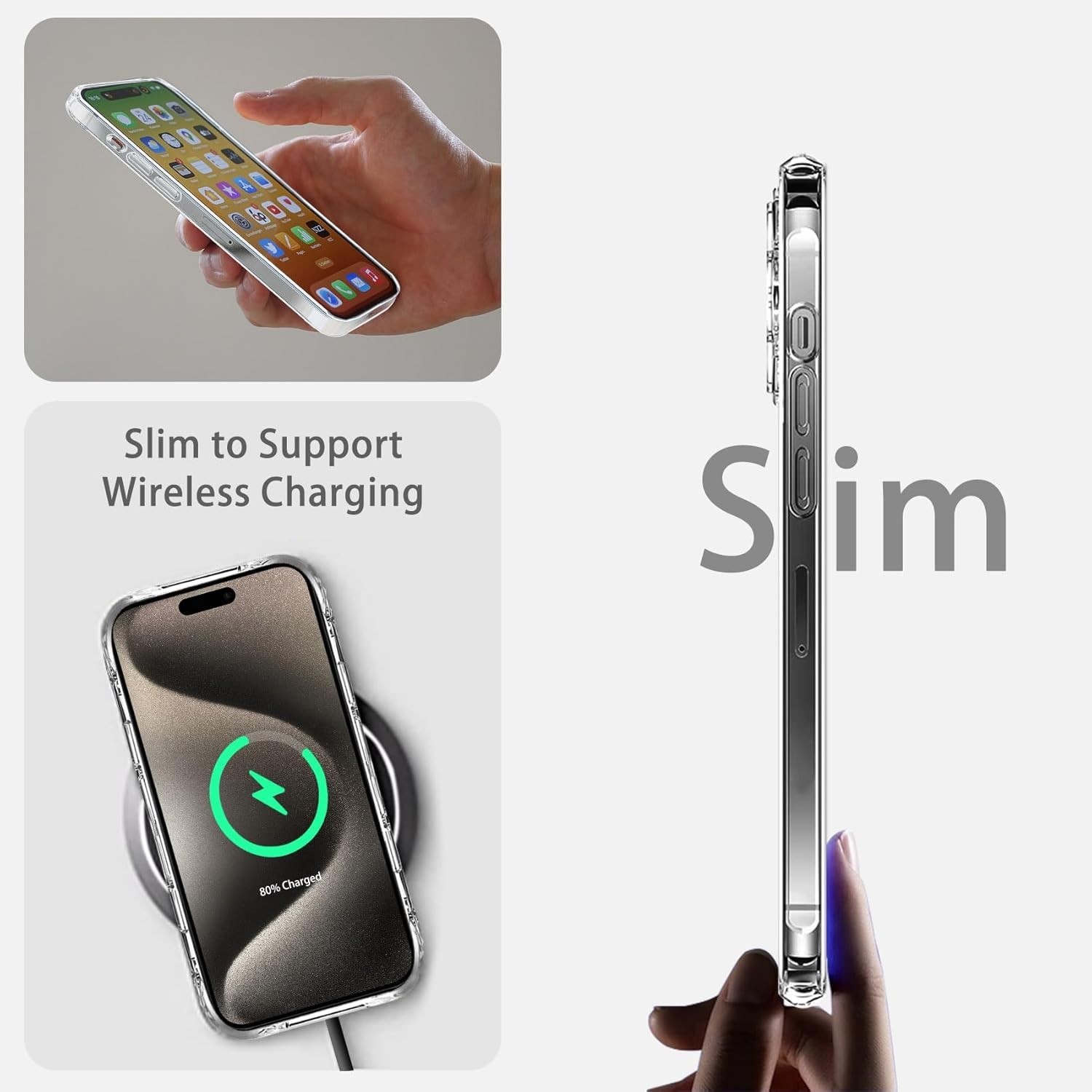 JJGoo Compatiable with iPhone 15 Pro Max Case Clear, Transparent Shockproof Phon