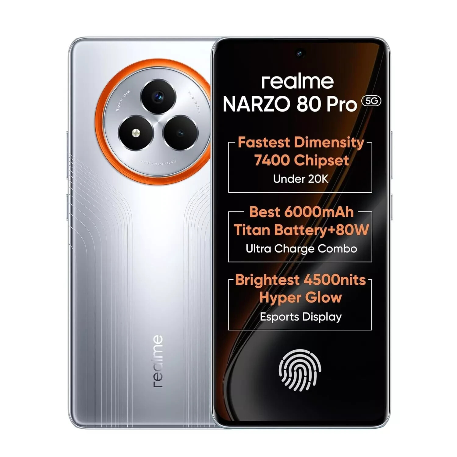 realme NARZO 80 Pro 5G Factory Unlocked Dual SIM-MTK Dimensity 7400-Speed Silver