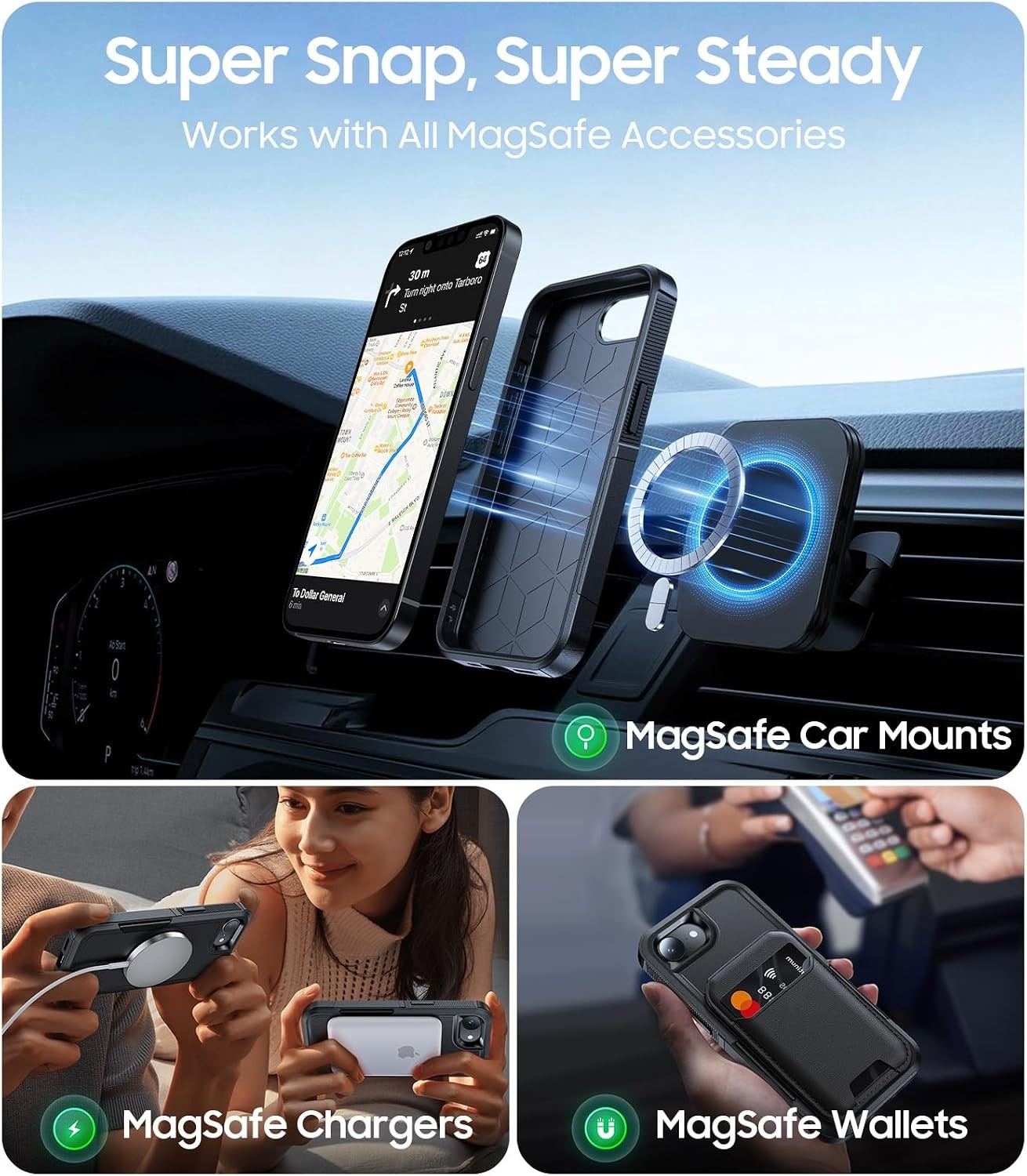 Military-Grade Dual-Layer Shockproof Magnetic Case for iPhone 17e, Heavy Duty Bl