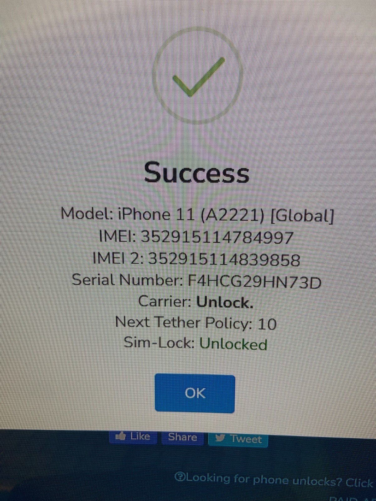 Apple iPhone 11, A2221, 64GB, 4GB RAM, Repair/PART (ICL) Locked Good Condition