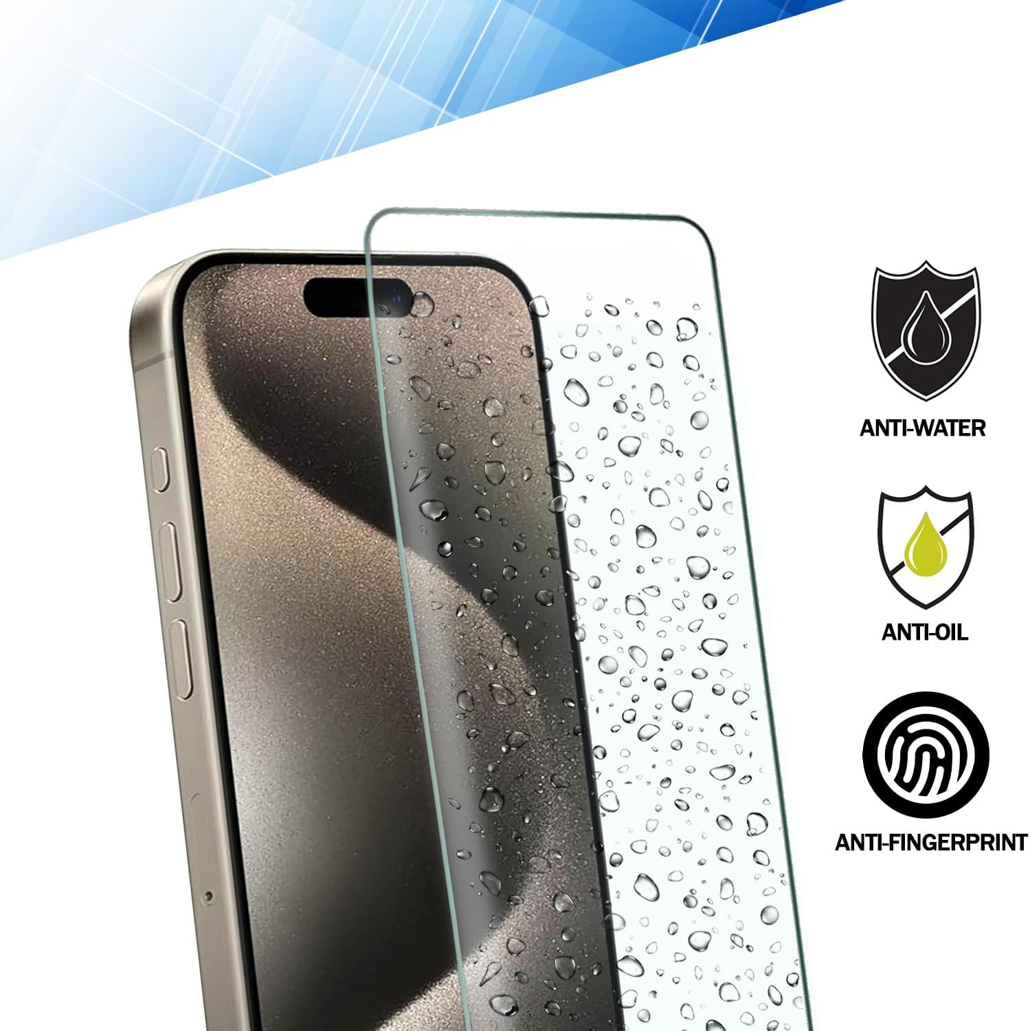 iPhone 16 Pro Max Tempered Glass Screen Protector 3-Pack, Antibubble