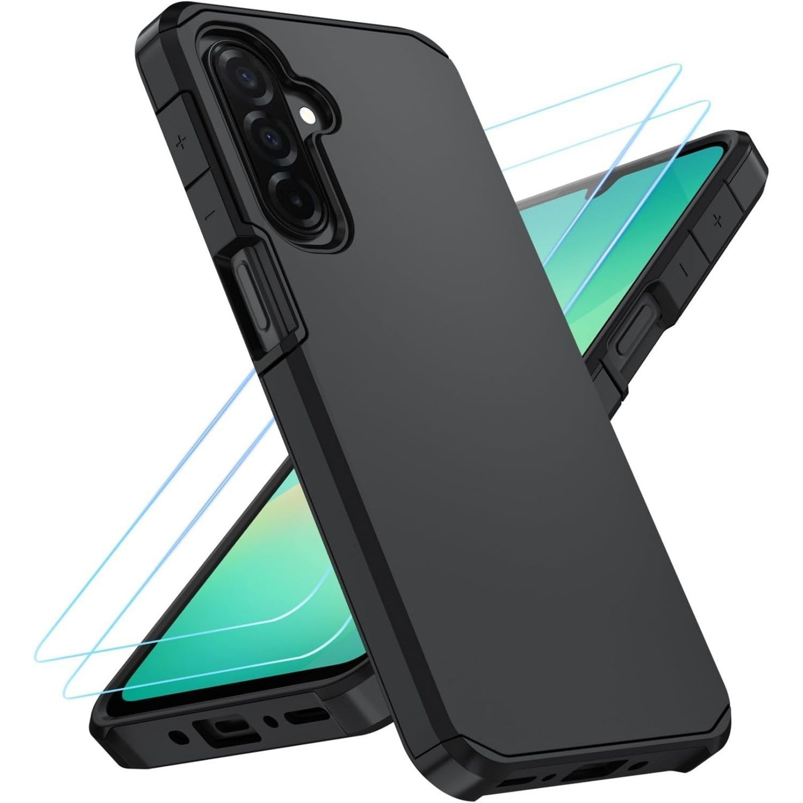 Samsung Galaxy A17 Case: Shockproof Phone Cover with HD Screen Protector, Black