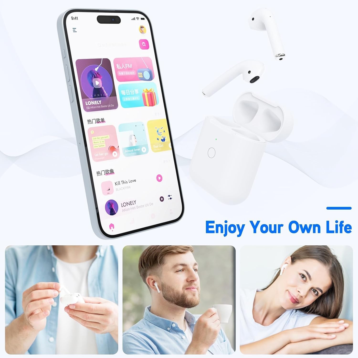 Replacement Wireless Charging Case for Airpod 1st 2nd Generation, Bluetooth Pair
