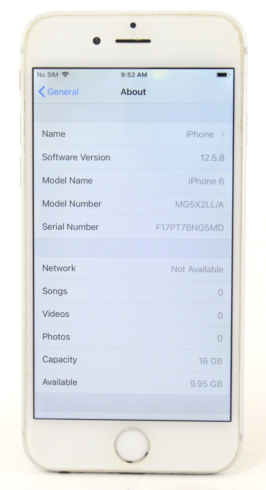 Apple iPhone 6 A1549 16GB Verizon Unlocked Silver Smartphone; 6179975
