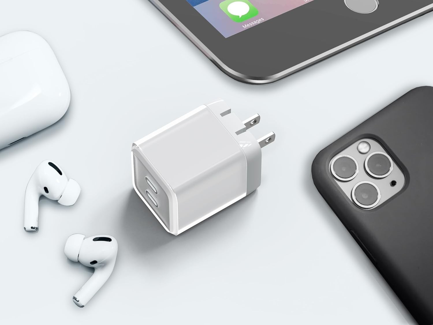 60W Fast USB-C Wall Charger for iPhone 17, MacBook Pro, iPad Pro, 6Ft Cable