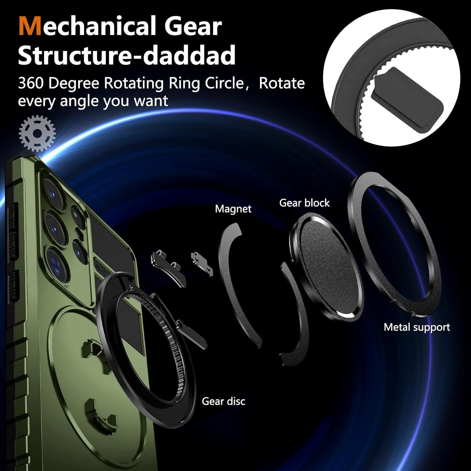 For Samsung Galaxy S25 Ultra Case,Military Grade with Stand,Magnetic Support