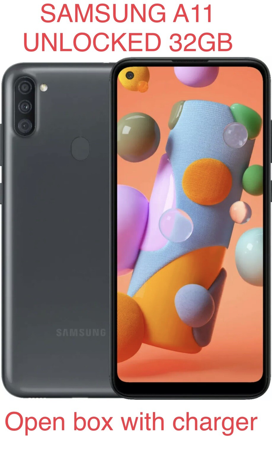 UNLOCKED Samsung Galaxy A11 SM-A115U 32GB Black (T-Mobile) Clean