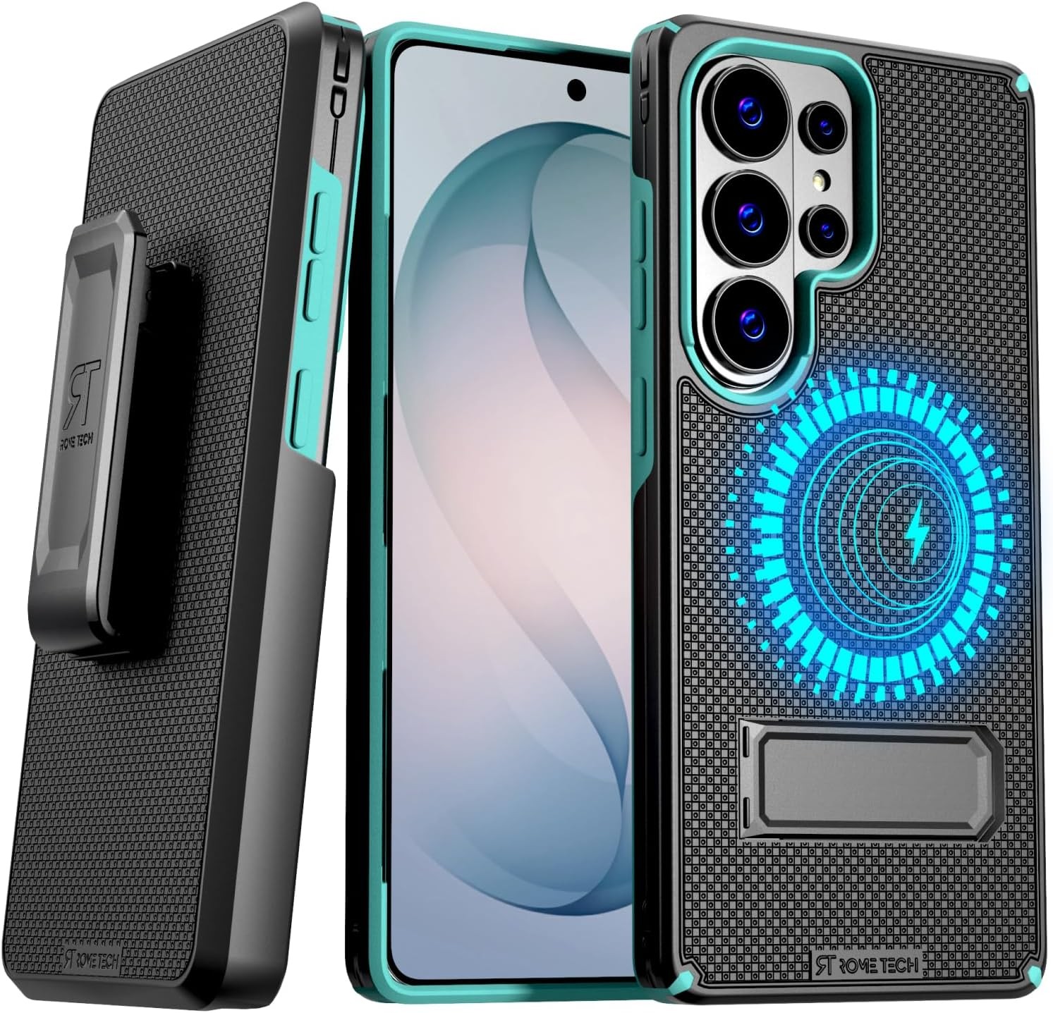Rugged Black & Green Case for Samsung Galaxy S26 Ultra with Holster and Belt Cli