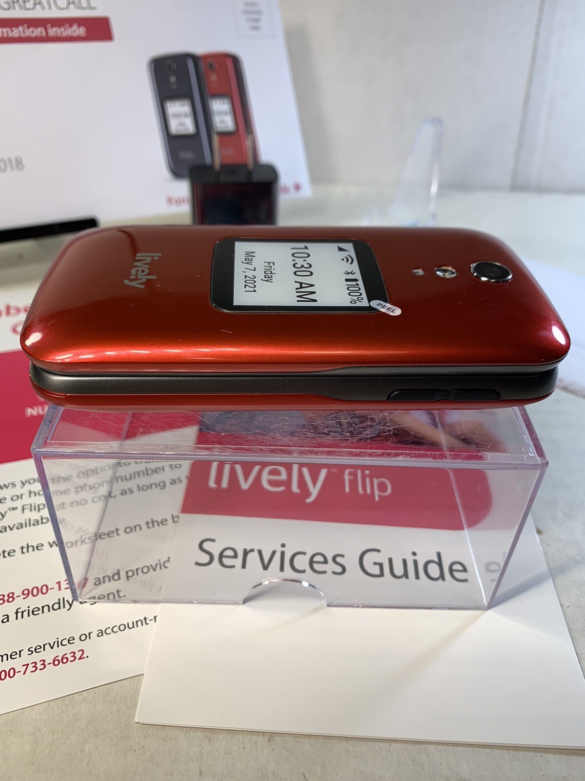 Lively Jitterbug Flip Cell Cellular Mobile Phone Red Casing New Without Box