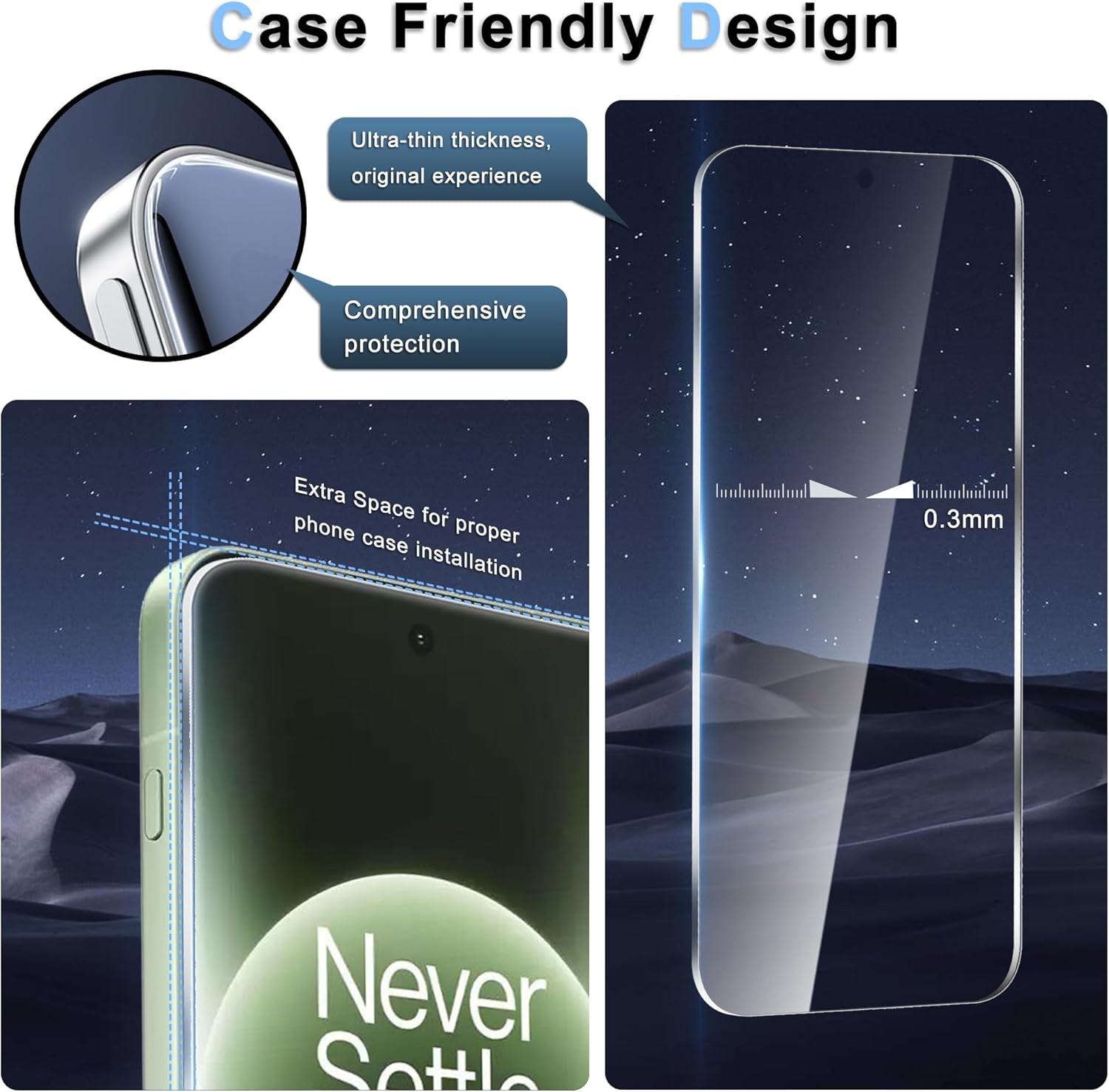 3PCS Screen Protector for Oneplus 15R 6.83 Inch 9H Tempered Glass Case Friendly