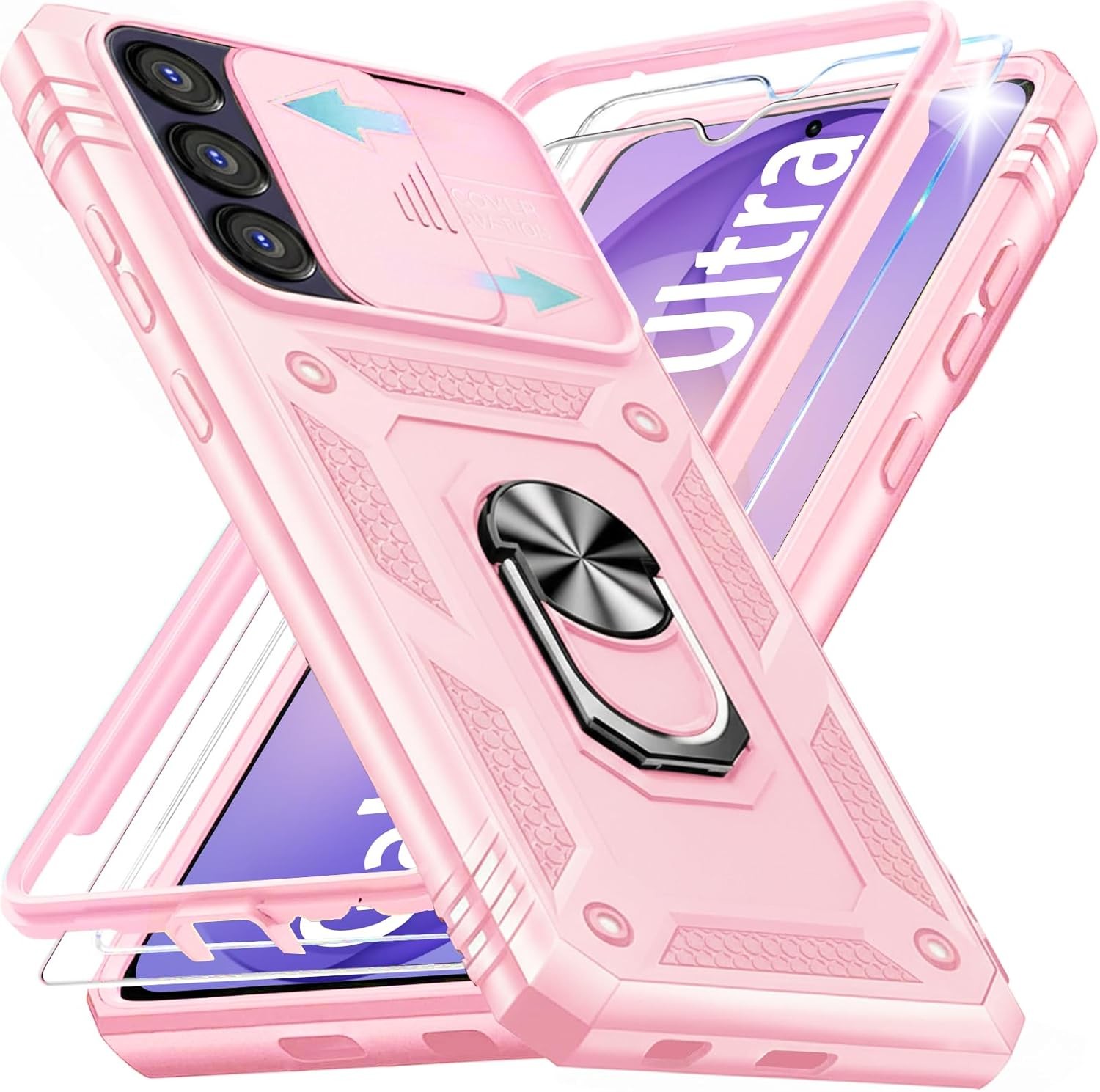 Pink Shockproof Case for Samsung Galaxy S26 Ultra with 2 Screen Protectors & Cam