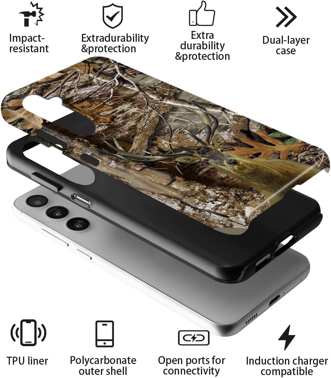 2 in 1 Shockproof Case for Samsung Galaxy A17 5G, Hard Shell Silicone Cover, Cam