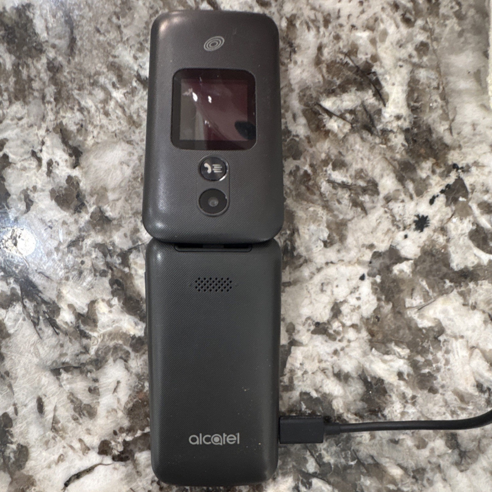 Alcatel Flip Phone Black 2.0MP Camera Micro USB Connectivity Mobile Cell Phone