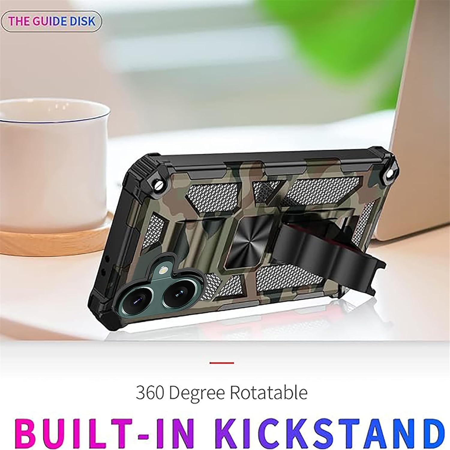 Samsung Galaxy A06 Camo Case with Kickstand, Heavy Duty Shockproof Protective Ca