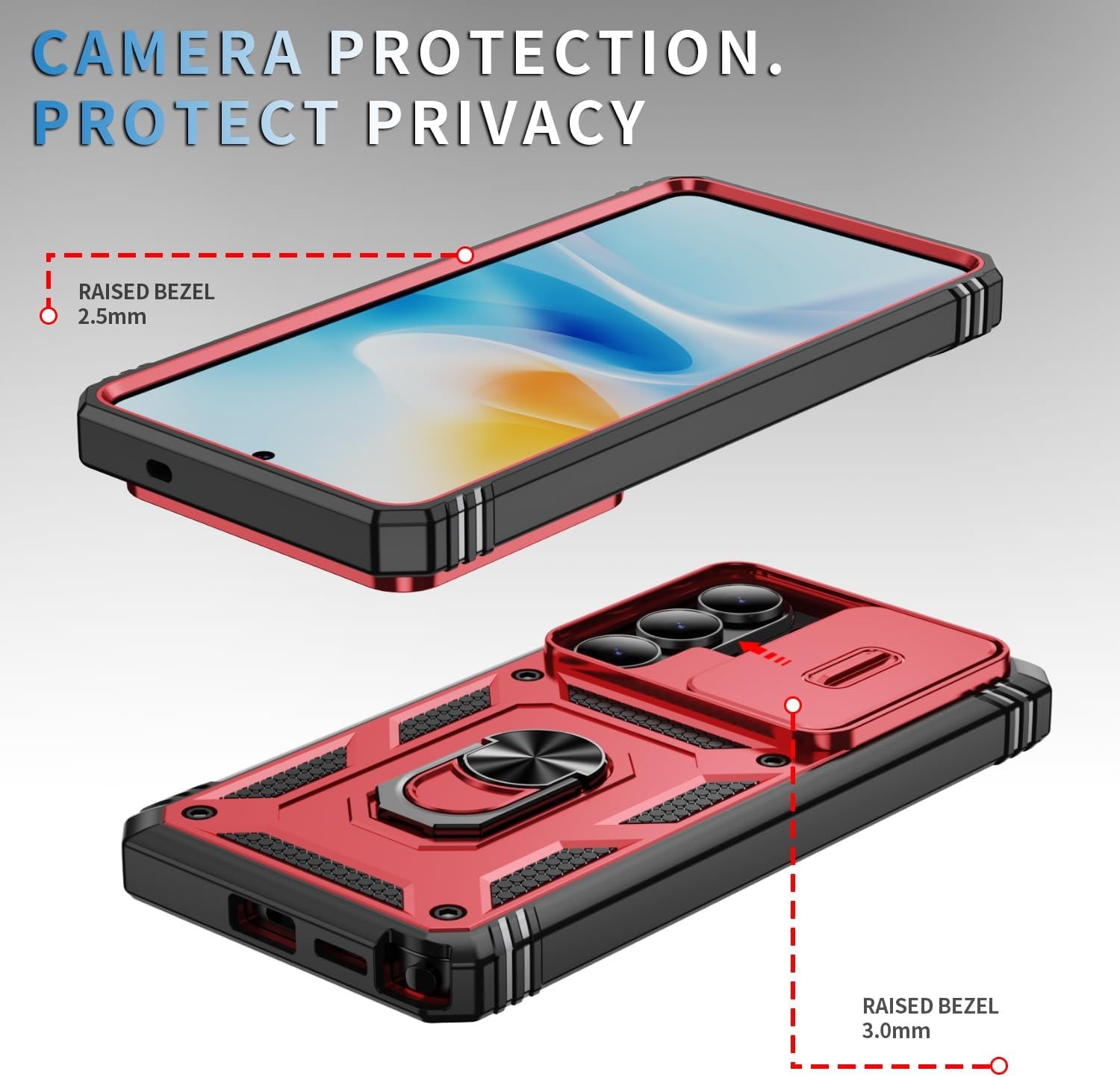 360° Metal Rotated Ring Holder Phone Case for Samsung Galaxy S26 Ultra – Black R