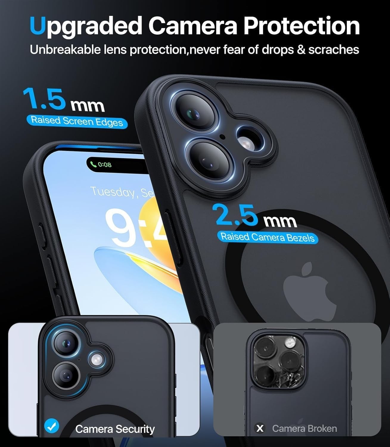 Privacy Case & Screen Protector for iPhone 17 Translucent Matte Shockproof Cover