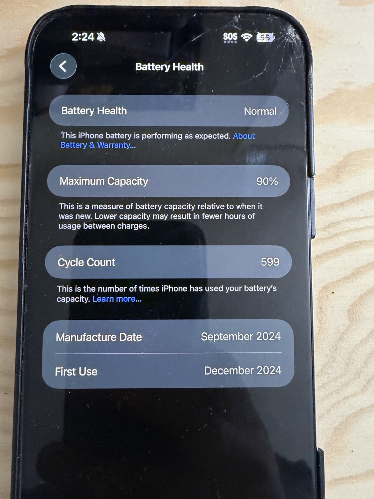 Apple iPhone 16 Pro Max Black Titanium, 256GB, Unlocked – Screen Crack