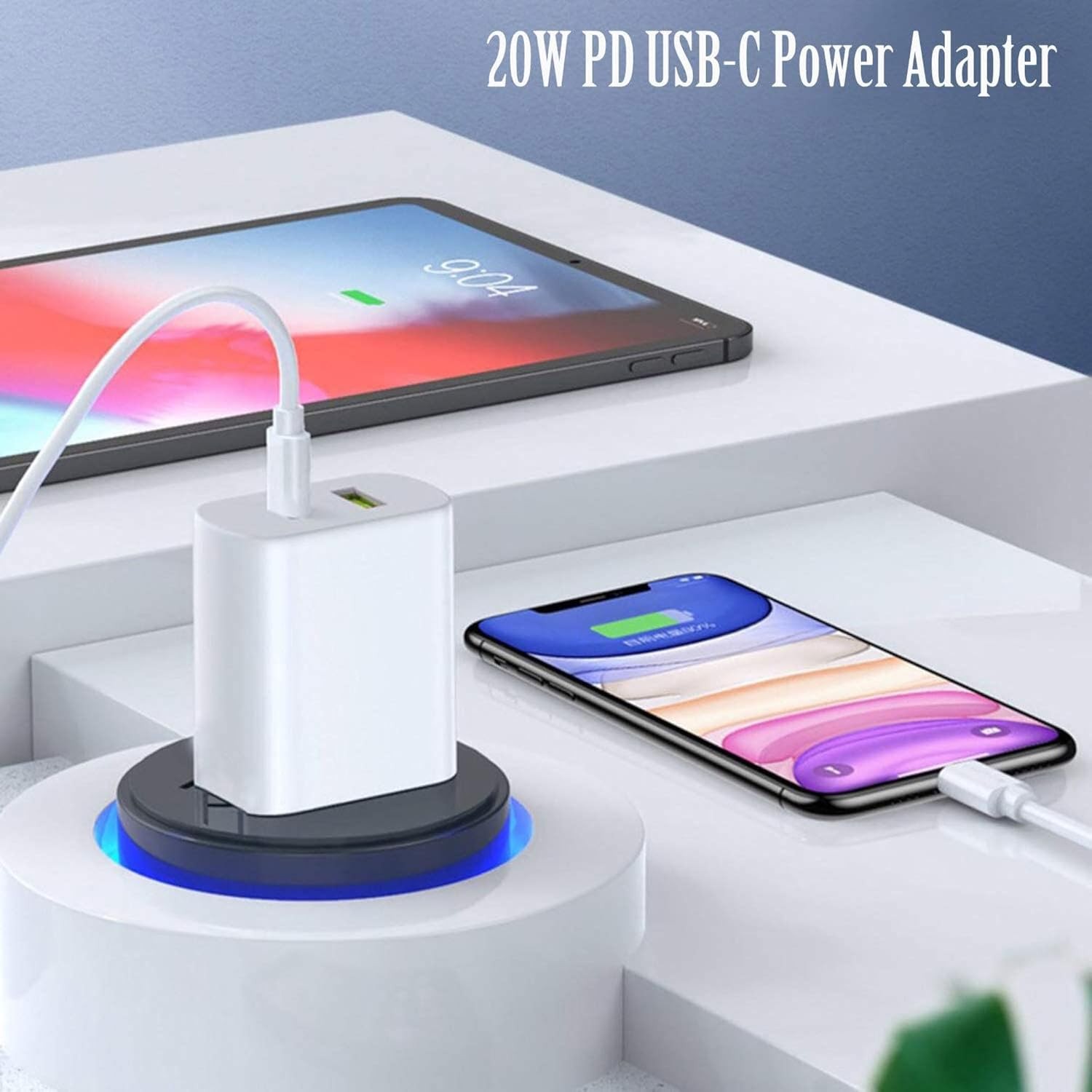 2 Pack USB C Charger Block, Dual Port Type C Wall Charger Fast Charging 20W Adap