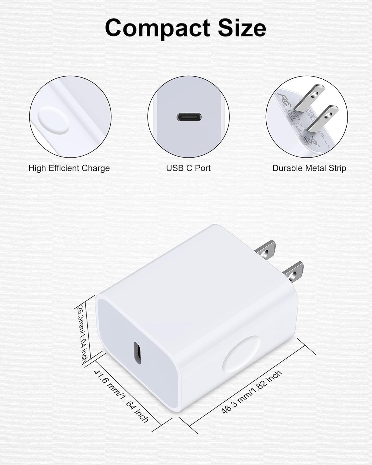 20W USB-C Fast Charger Wall Adapter for iPhone 17Pro/16e