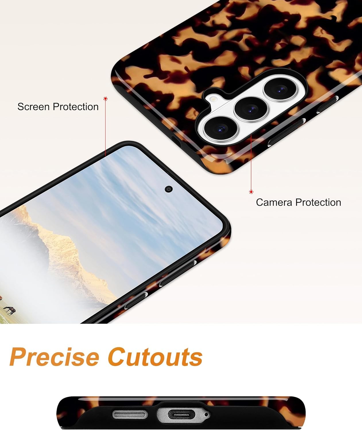 Cute Brown Aesthetic Magnetic Case for Samsung Galaxy S26 Ultra, Tortoise Shell