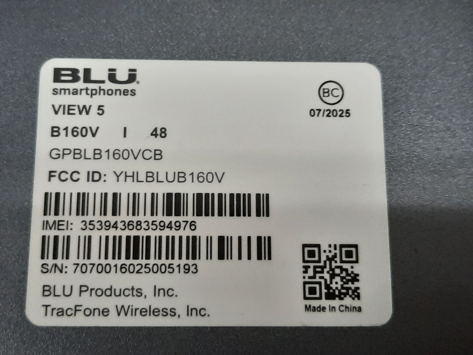 (Lot of 3) BLU Smartphones Blu View 5 B160V for Tracfone in Gray
