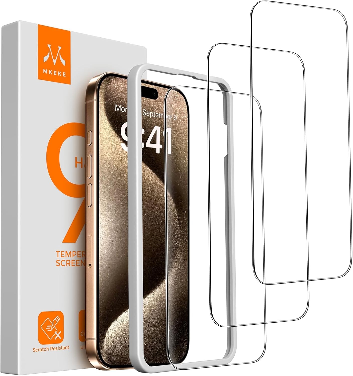 3-Pack Screen Protectors for iPhone 15 Pro Max 6.7″ [9H Tempered Glass] [HD Clea