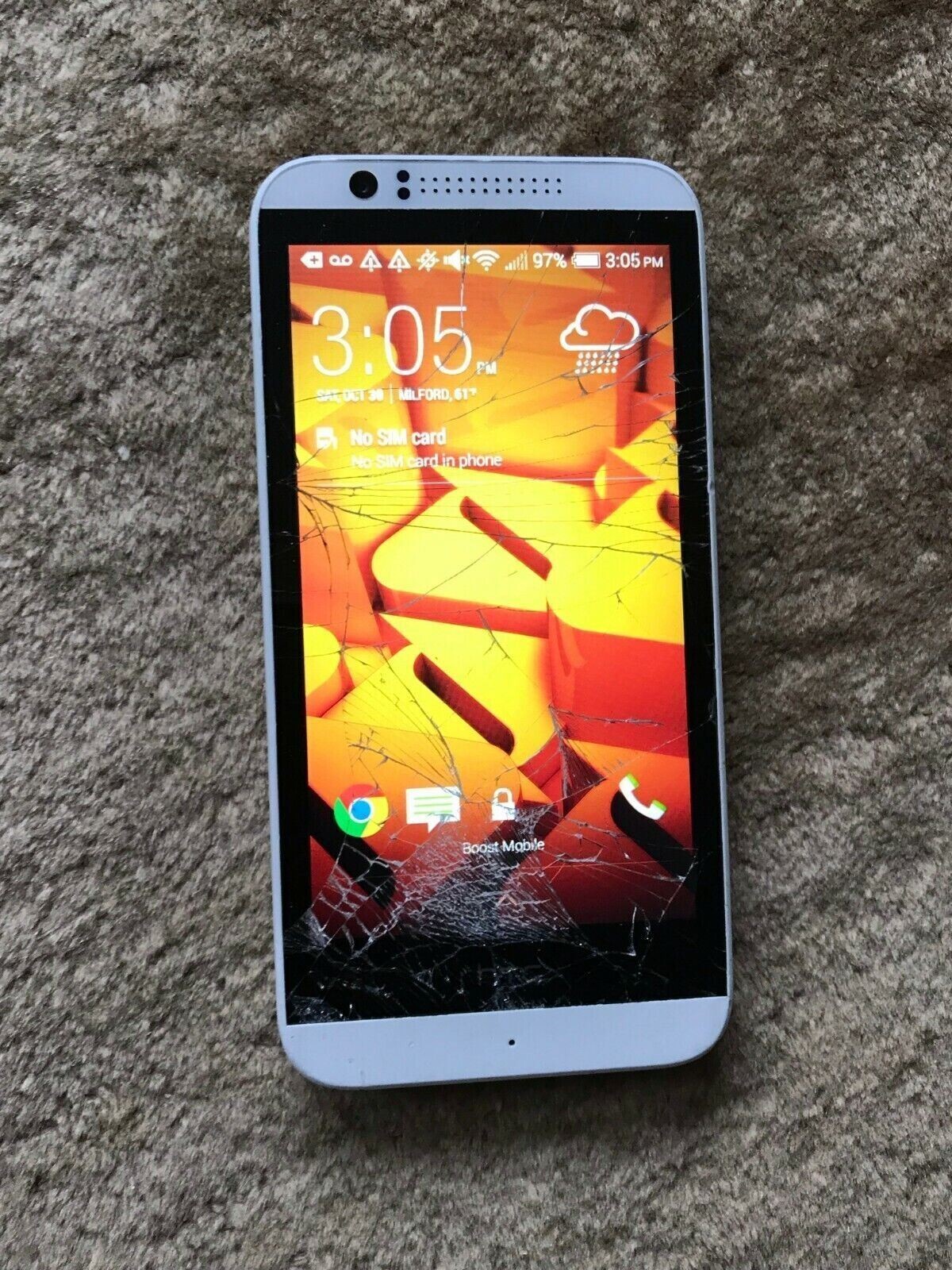 HTC Desire 510 4GB Damaged Screen, as parts, White – Boost Mobile ***READ
