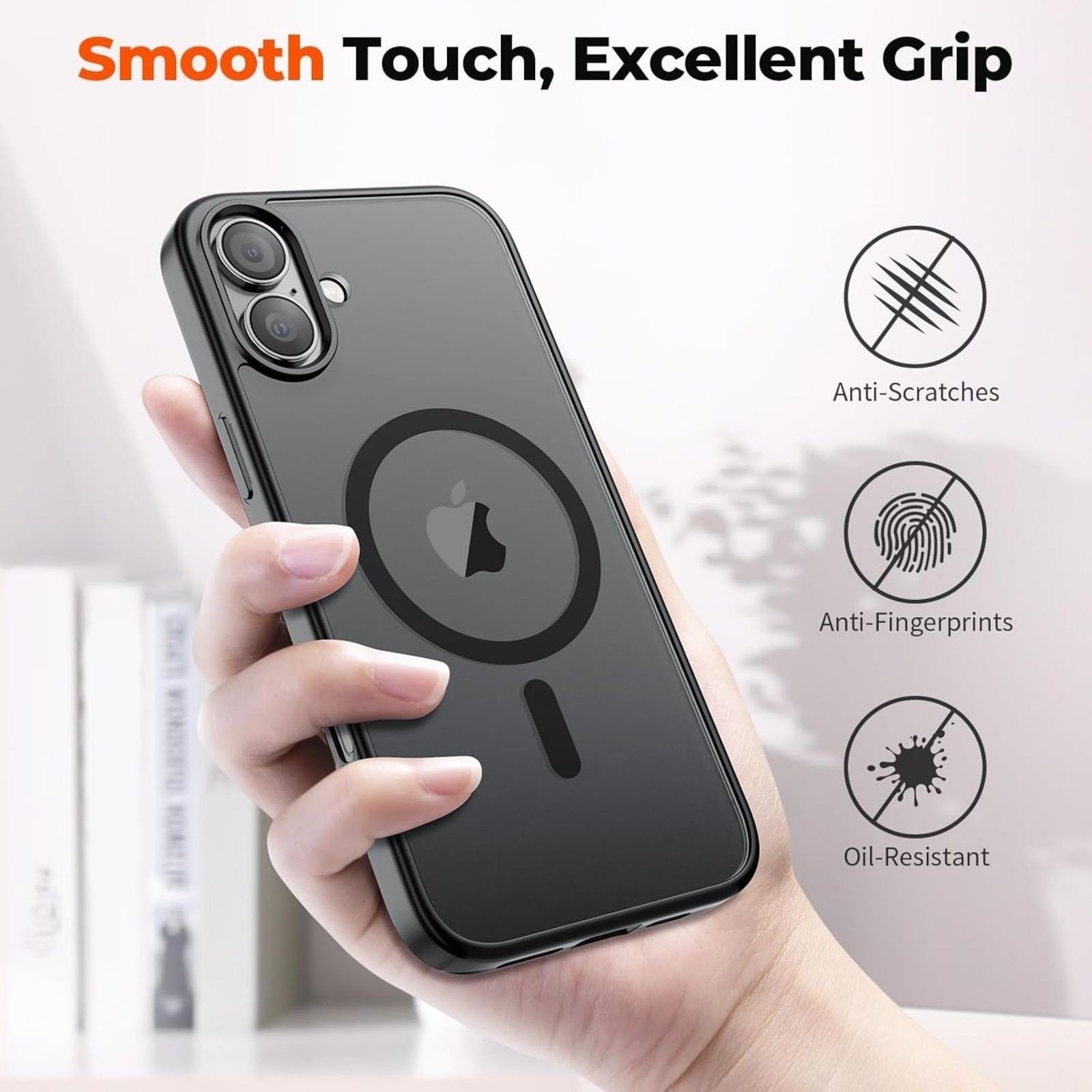 Magnetic for iPhone 16 Plus Case, Military Grade Drop Protection, Black Cover