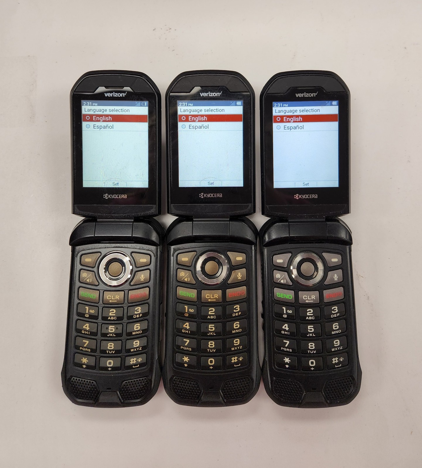 Lot of 3 Used Kyocera E4810 16 GB Black Verizon Only **Read**